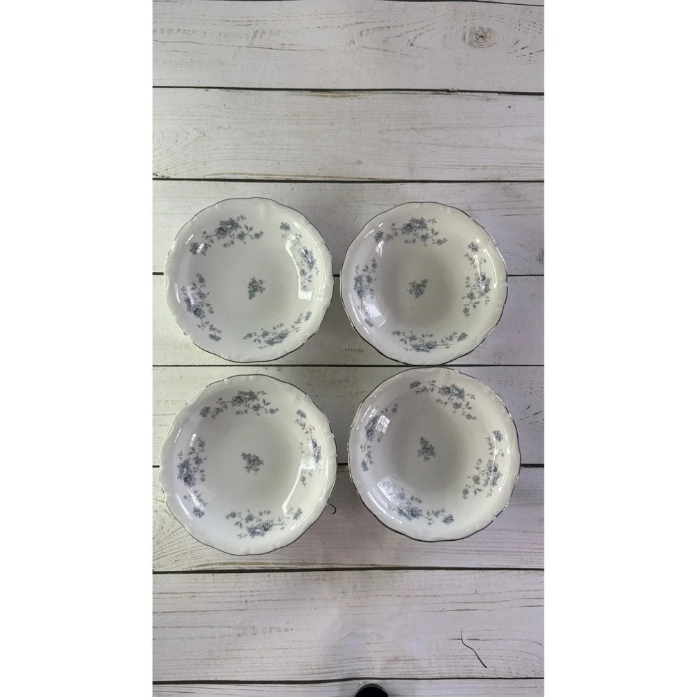 Johann Haviland Blue Garland Bavaria Germany Fruit Dessert Bowls‎ Set 4